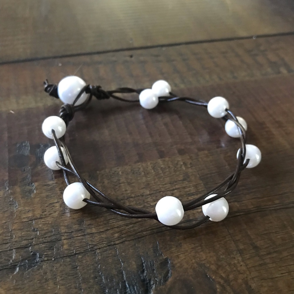 Brown Twisted pearl bracelet - Picture 2 of 8